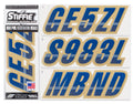 STIFFIE Custom & for Boats Personal Identification Techtron Numbers Marine Alpha-Numeric & Watercraft Kit Registration Letters Decals PWC Navy/Gold Stickers 3"