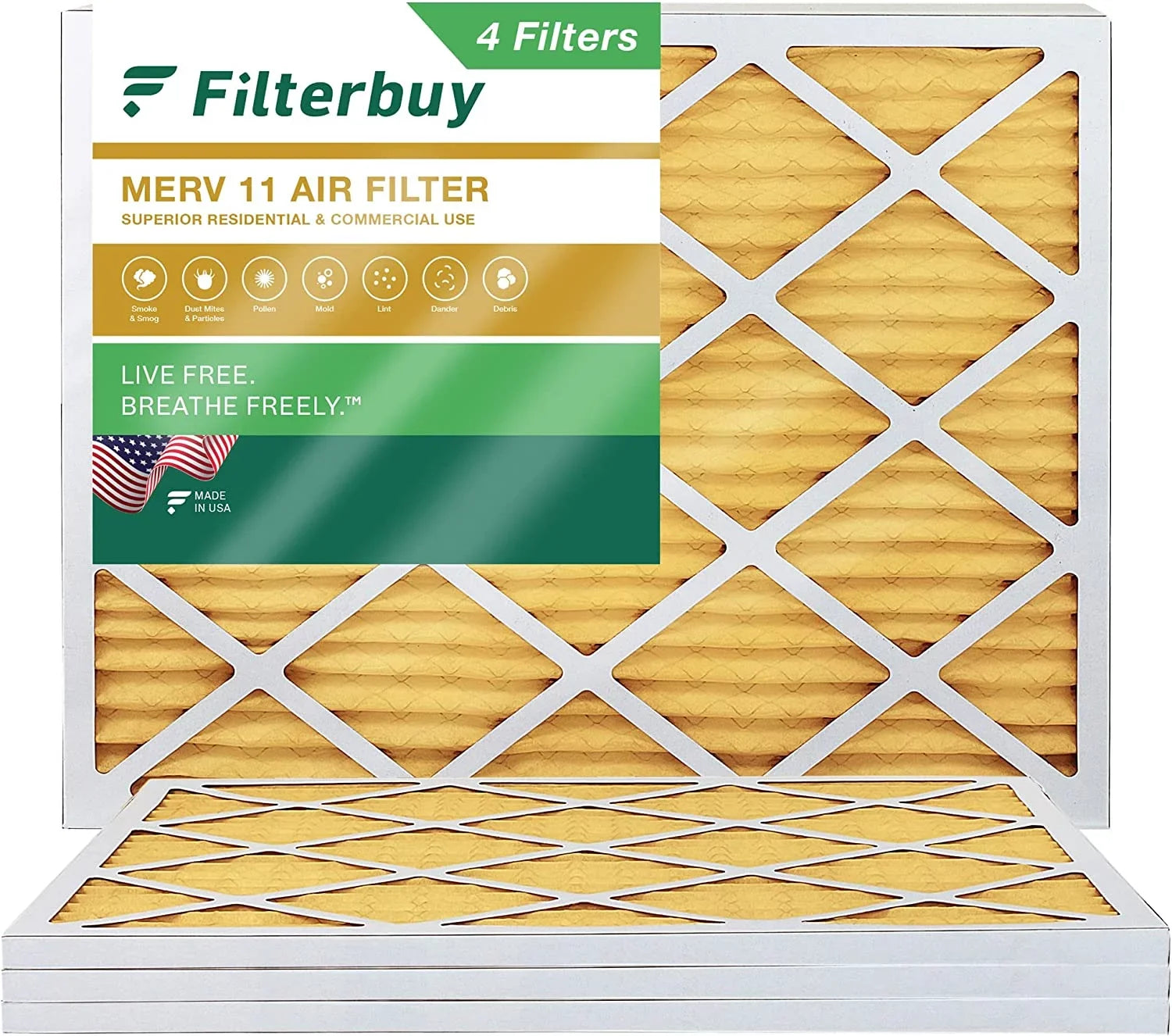 14x20x1 Air AC Furnace HVAC (4-Pack) MERV Filterbuy Pleated 11 Filters