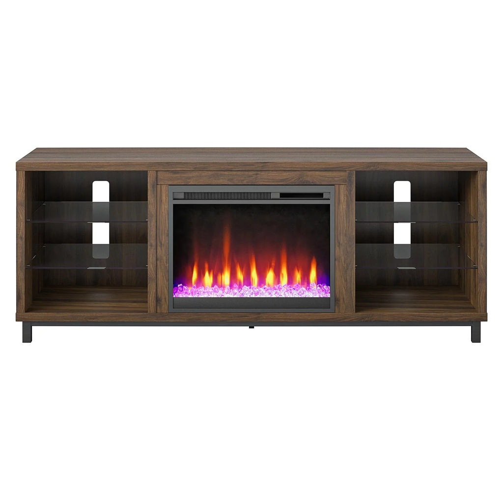 in up Deluxe Fireplace Stand TVs Ameriwood Black Home Lumina 70" to TV for
