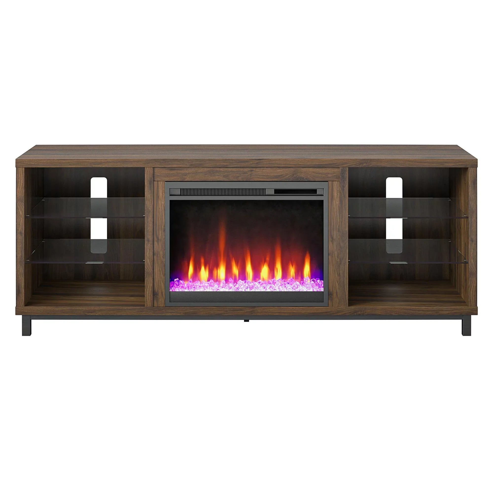 in up Deluxe Fireplace Stand TVs Ameriwood Black Home Lumina 70" to TV for