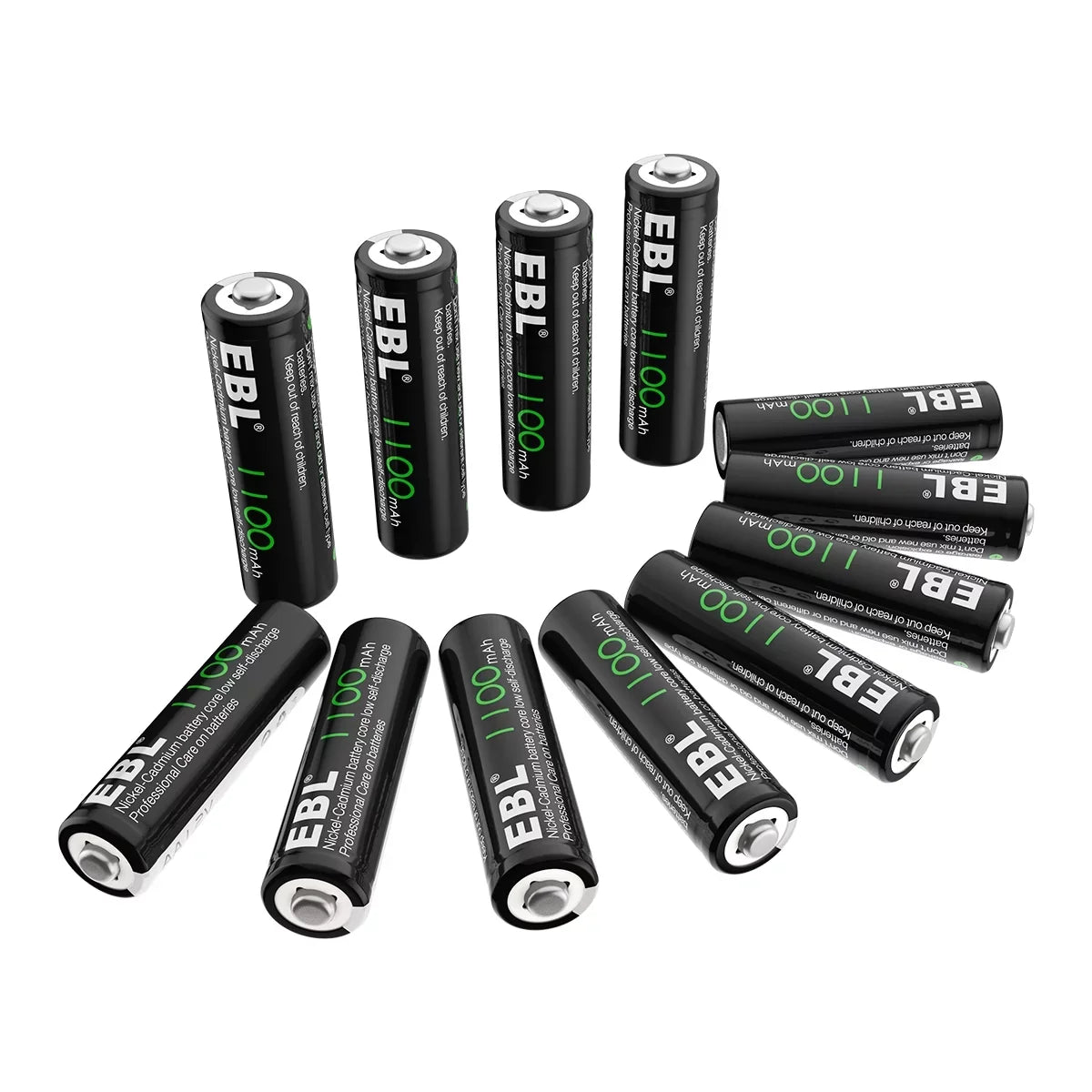 Rechargeable Solar Batteries AA 160-PCS Lights 1.2V 1100mAh NiCd Ni-Cd EBL