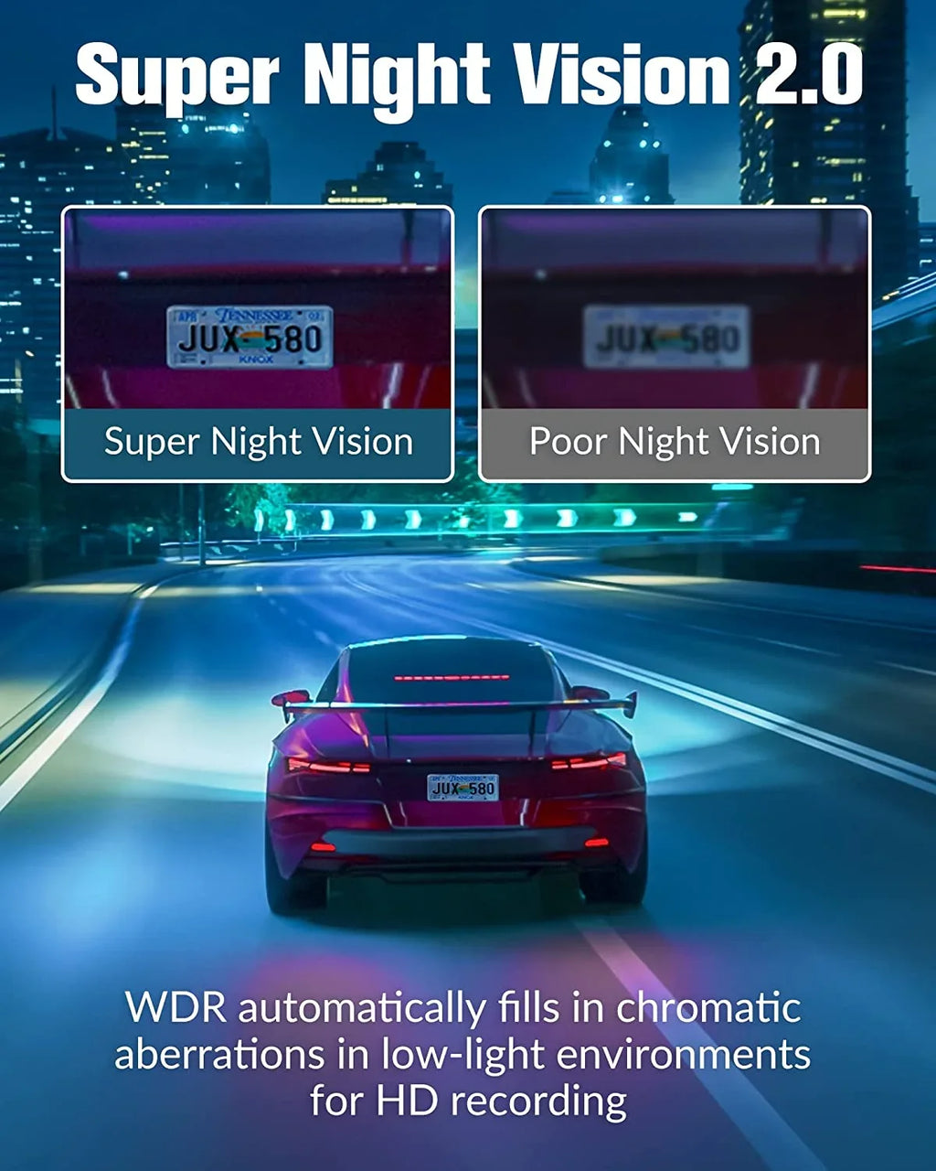 Dash Night with Vision,170°Wide Screen,WDR,Loop 32GB Angle,2.0'' Card,Built-in and Channel 3 Camera Super Full SD Rear Cam UHD Free IPS for Recording,24H Cars Front Dash Mode Parking Inside,4K