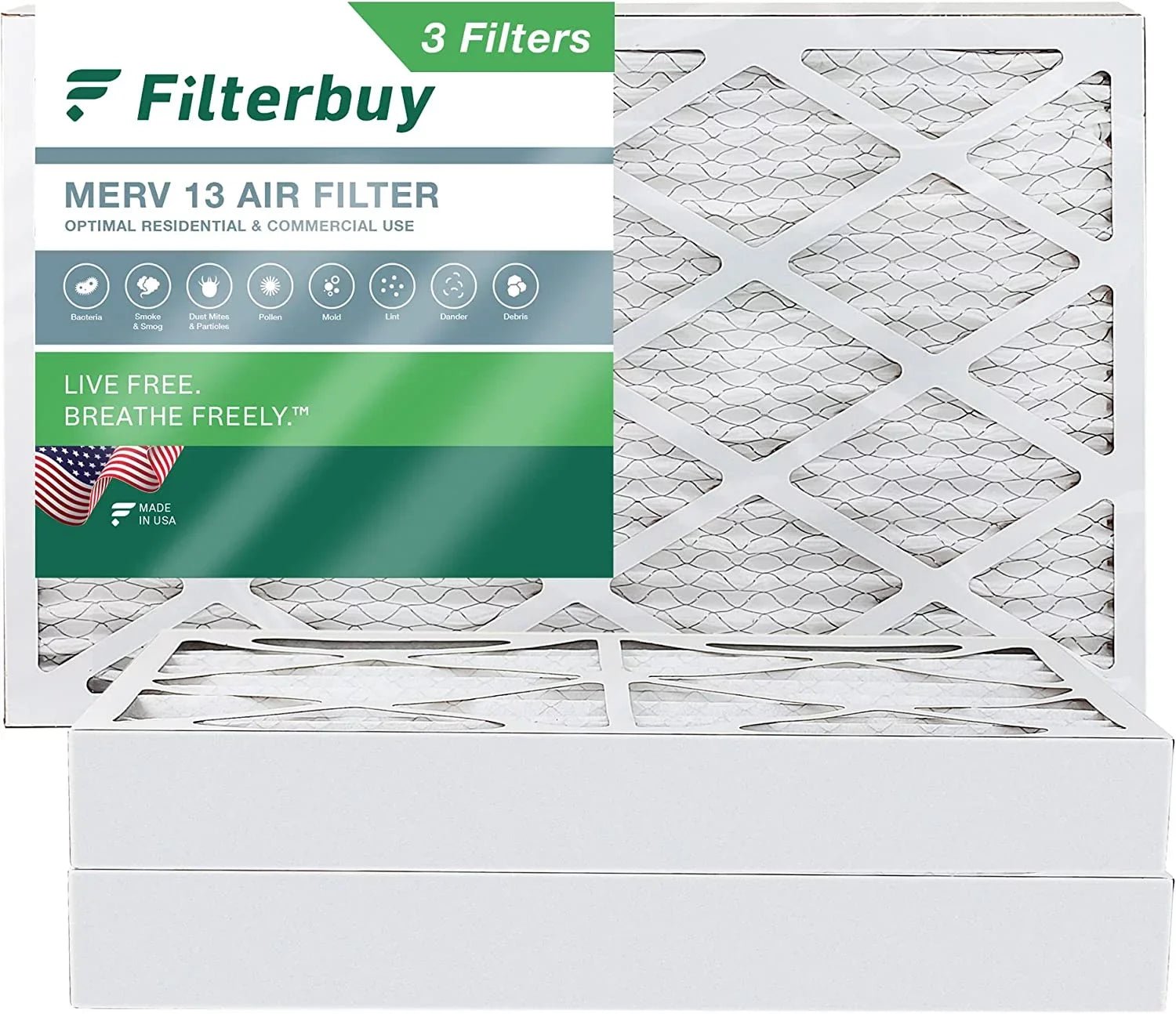 (3-Pack) 13 HVAC Pleated Filters Air 12x24x4 Furnace MERV Filterbuy AC