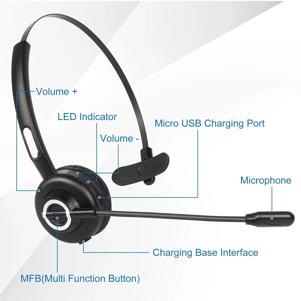 UX-M97 Phone Mute With Charging Wireless Comfortable Lenovo Cell with Headset, Mic Charging Noise Wireless Microphone, with Bluetooth for Headset Base Function Isolation Headset Dock Z5
