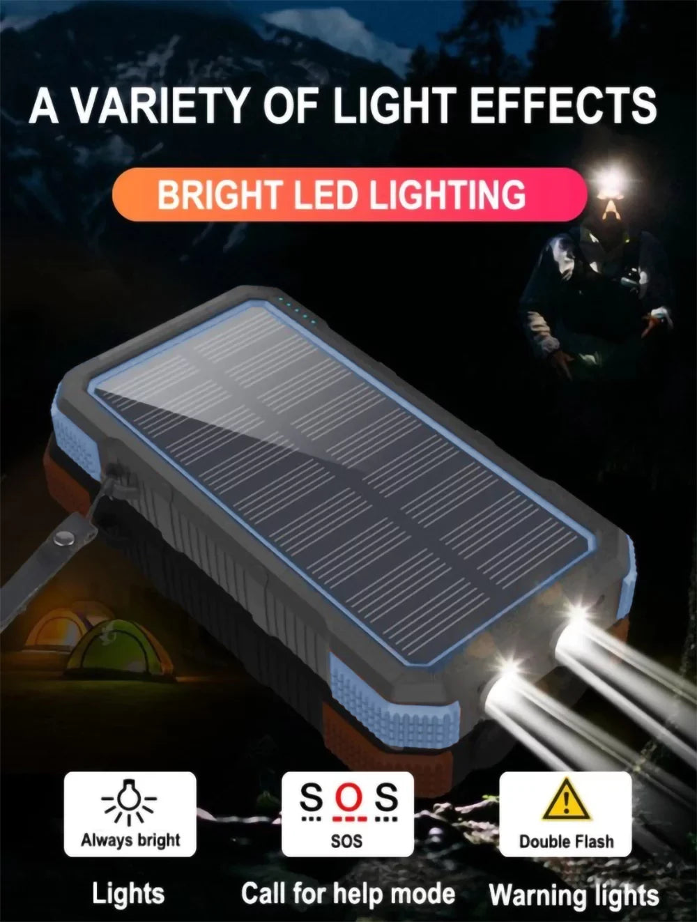 exterior Wireless Portable Charger Power 26800mAh Powered Solar Charging Bank
