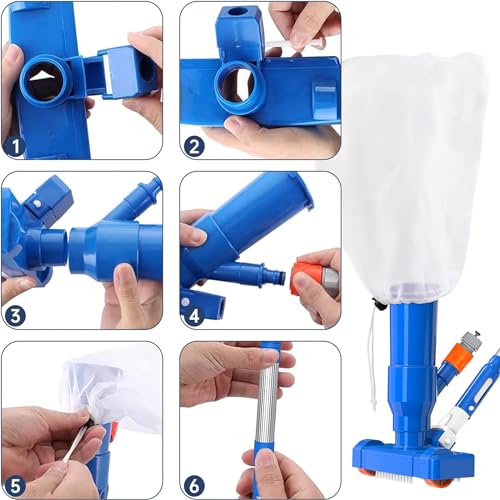 Skimmer Portable for Cleaner with Cleaner Pool Spa Hot Kit, Pond Fountains Cleaner Swimming Poles 60" Vacuum Net, Vacuum 4 Pool Pool Pool Ground Pool Tub Section Upgraded Handheld of Jet Above