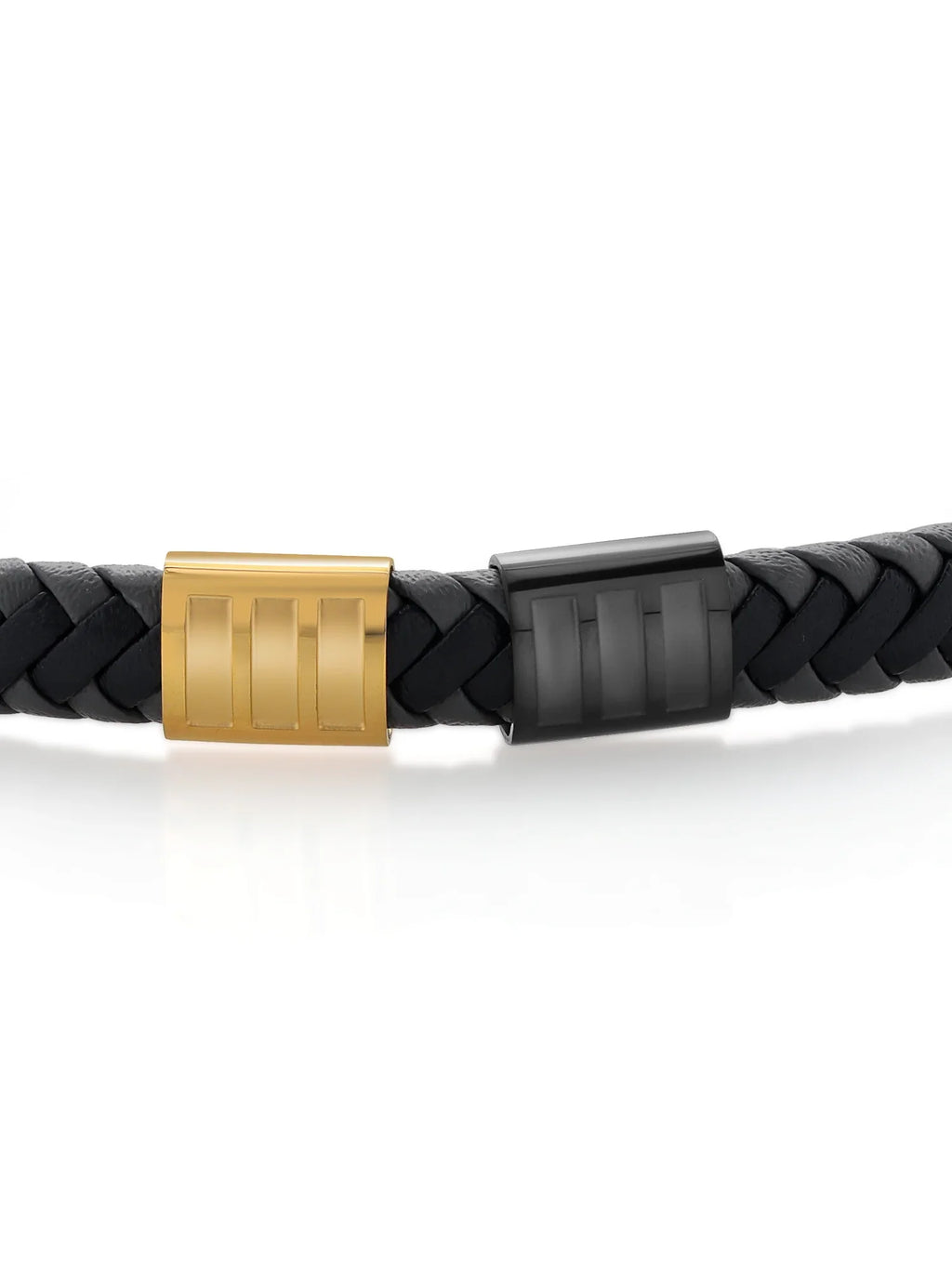 Leather Black King Gem Premium (8.25 Width) Men's Stainless Gold Stone inch, 7.7MM Bracelet Genuine Steel