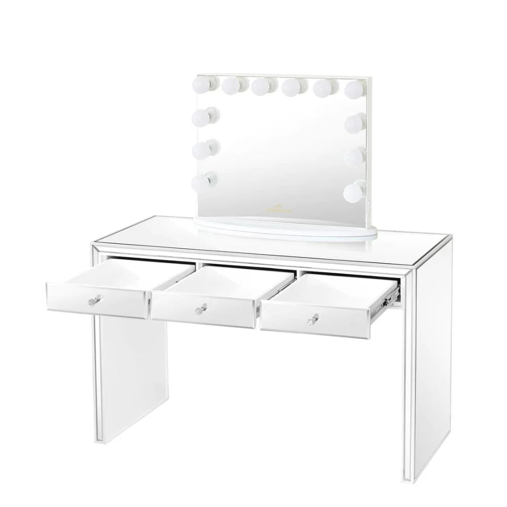 Top Vanity Impressions 3 for (Silver) Table Leah Premium Home Out Mirrored Storage , Table Pull Dressing Drawers Vanity