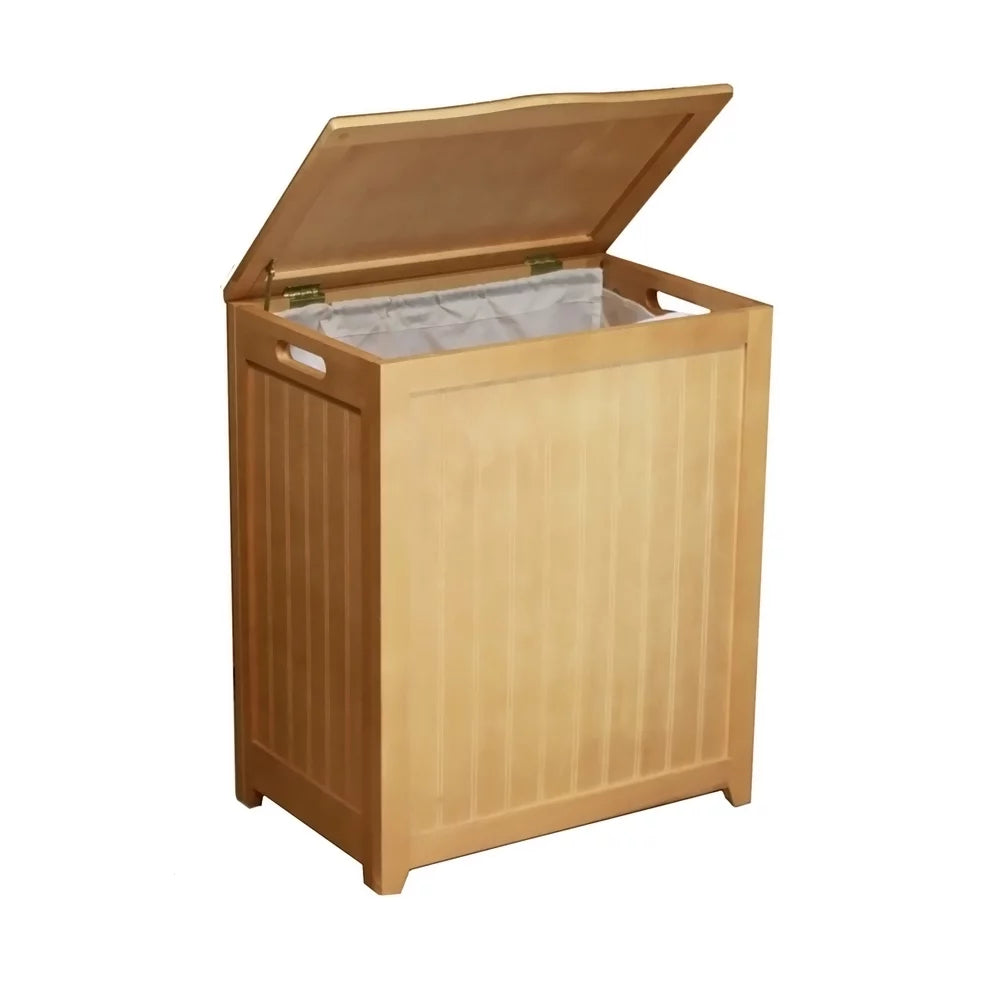 Interior Wood Natural Rectangular Hamper Oceanstar Finished RHP0109N with Bag Laundry