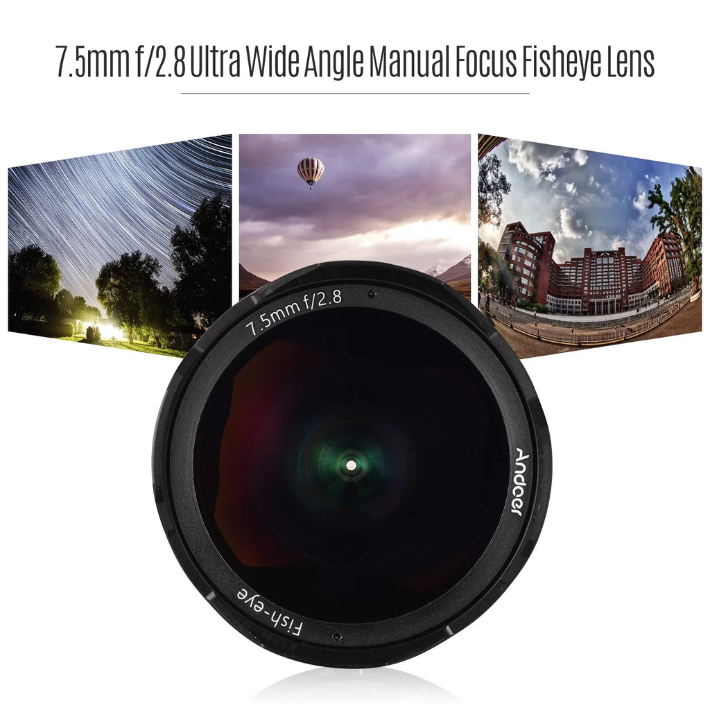 Camera A6100 Lens Aperture with A77II Focus A6500 A6300 Large APS-C E-Mount Manual Angle 180° Andoer Ultra A6600 Andoer A6000 A6400 Frame 7.5mm Wide 5100 F2.8 Compatible Fisheye Lens