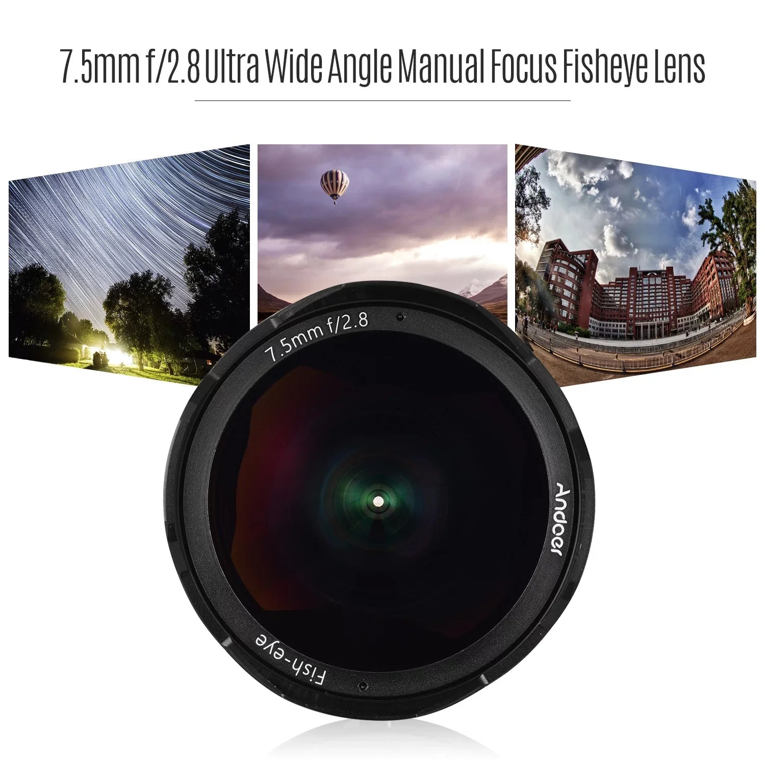 Camera A6100 Lens Aperture with A77II Focus A6500 A6300 Large APS-C E-Mount Manual Angle 180° Andoer Ultra A6600 Andoer A6000 A6400 Frame 7.5mm Wide 5100 F2.8 Compatible Fisheye Lens