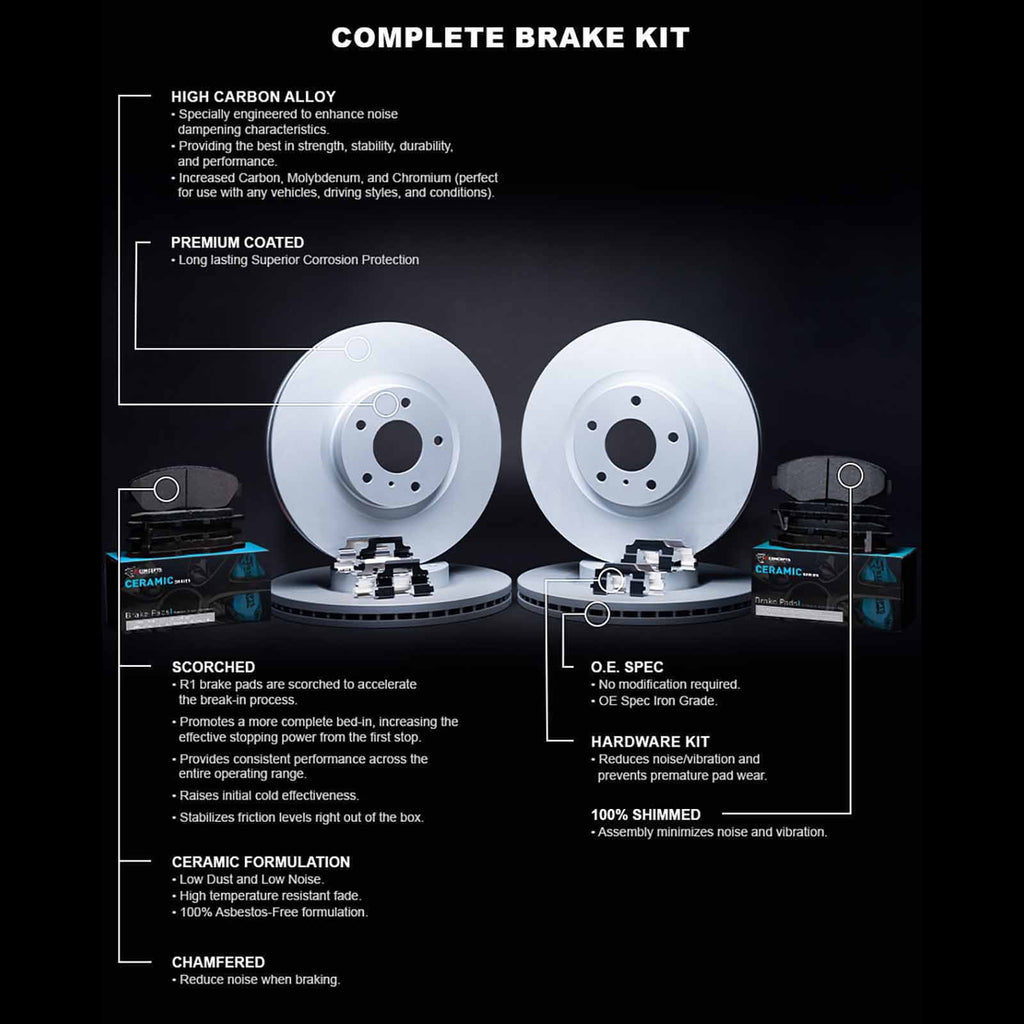 Coated HONDA 2000 Fits select: HONDA Concepts With R1 Wdwh2 CIVIC Rotor SI Carbon 1999 Ceramic Pads 59053 Brake Concepts R1 SI/SIR, CIVIC