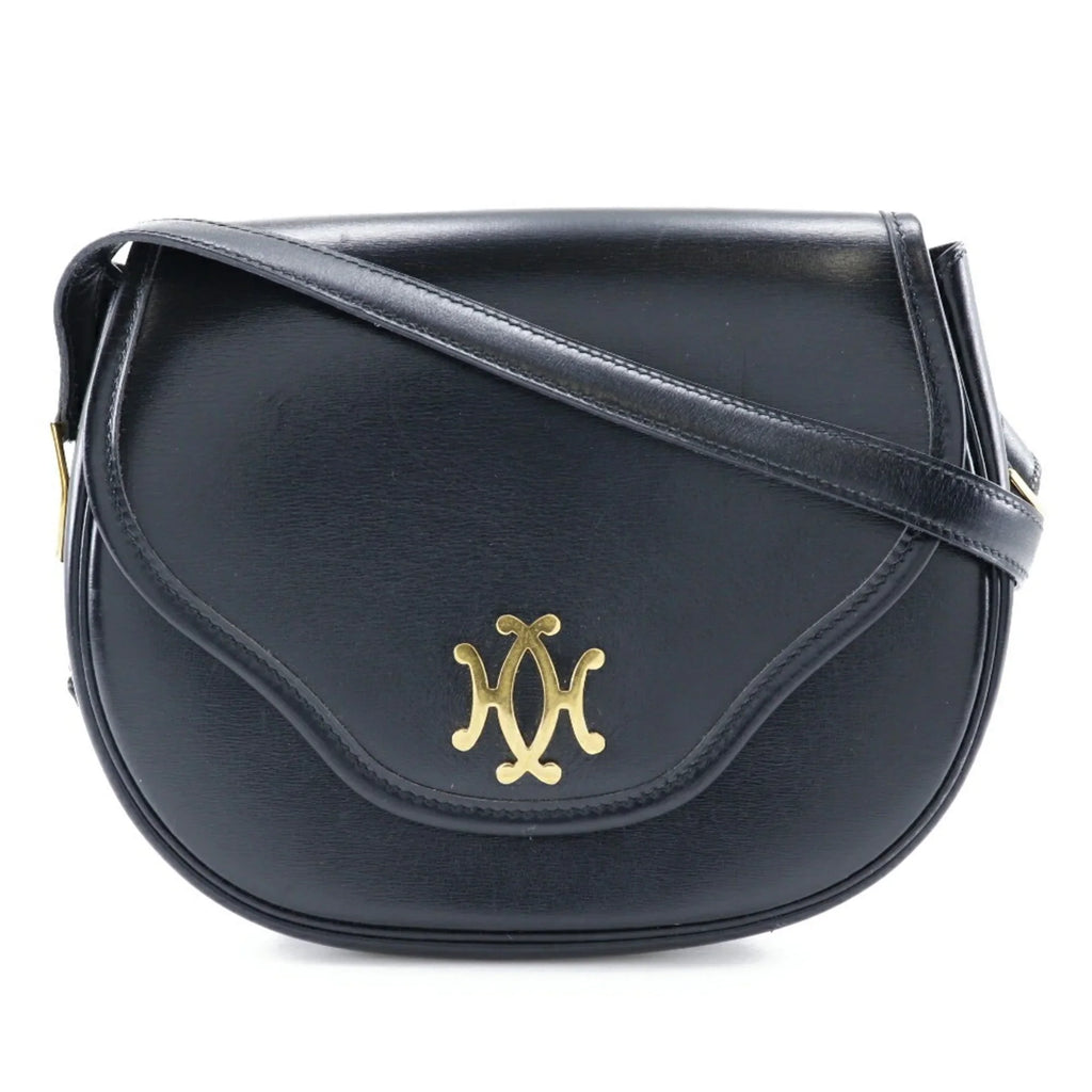 Bag Double Shoulder France Black/Gold Snap H Crossbody (Fair) 1983 Hardware Calf Ladies Hermes Made 〇M Pre-Owned Vintage in Button HERMES