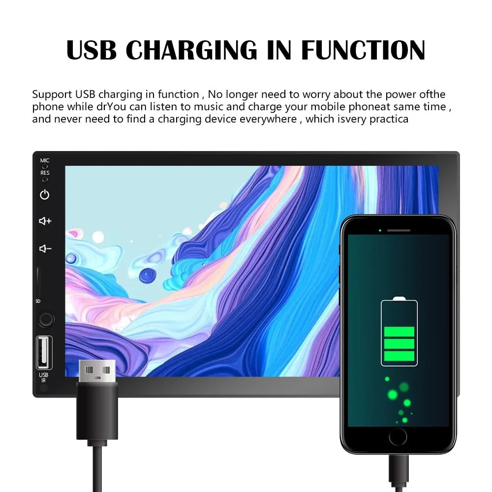 for with View Play Camera/Android Screen Player Car Din Stereo MP5 Auto/Autoradio/IOS/Bluetooth/USB/TF 7" Touch Multimedia 2 Car Rear