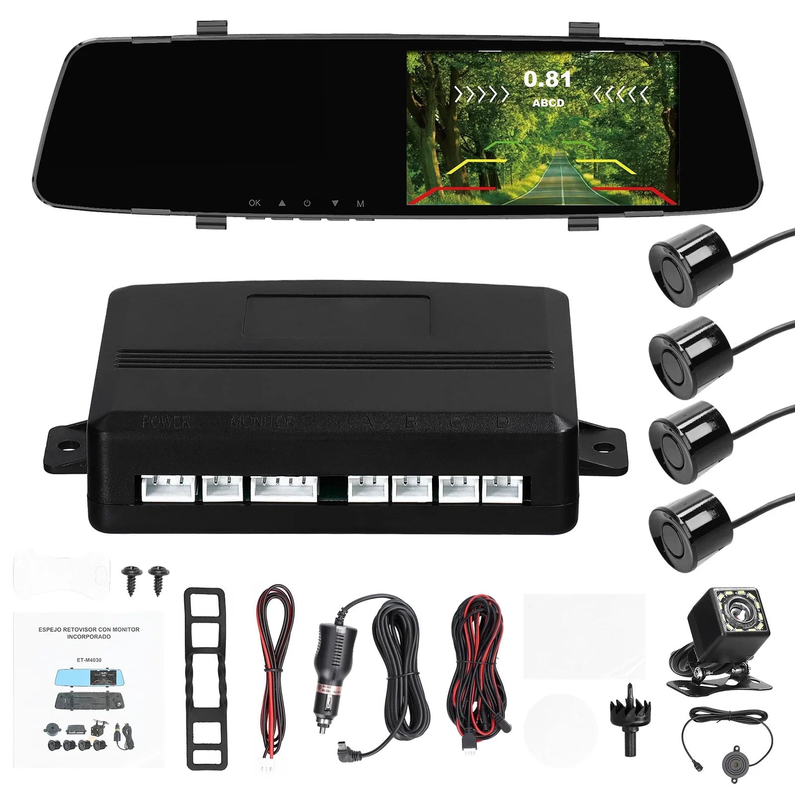 Screen Rear Reverse Dash 4.3 Inch Rear Radars Camera,4.3 Dual Dual Inch Rear Camera Screen 4.3 Radars Inch Support Shinysix Reco Reverse Radars Camera DVR Dual Camera 1080P Dash 4 Camera Dash
