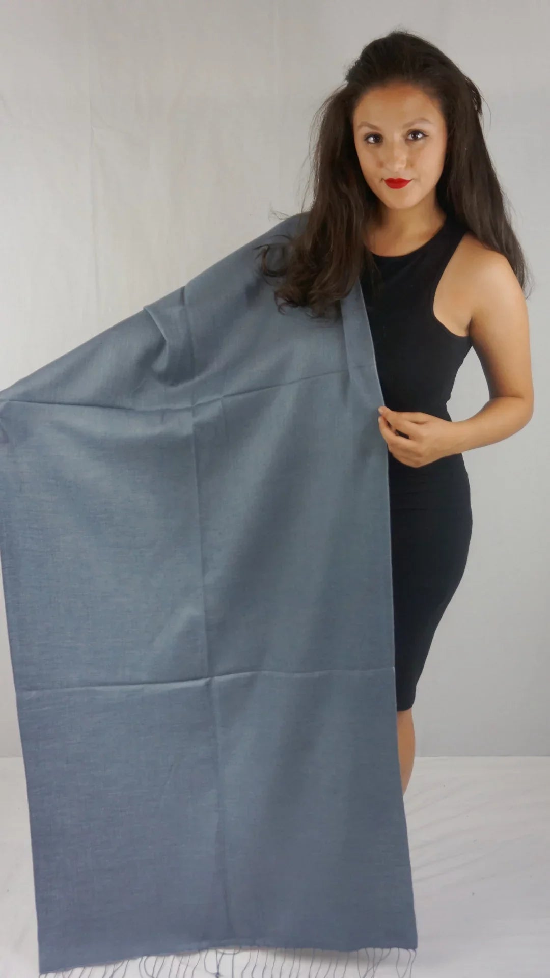 Shawl/Shawls/Scarf/Scarves/Wrap/Stole/Muffler/Cape/Ruana/Blanket/Throw/Pashmina Shawl/Cashmere Scarf/Wool/Silk (Slate Grey Shawl) Regular