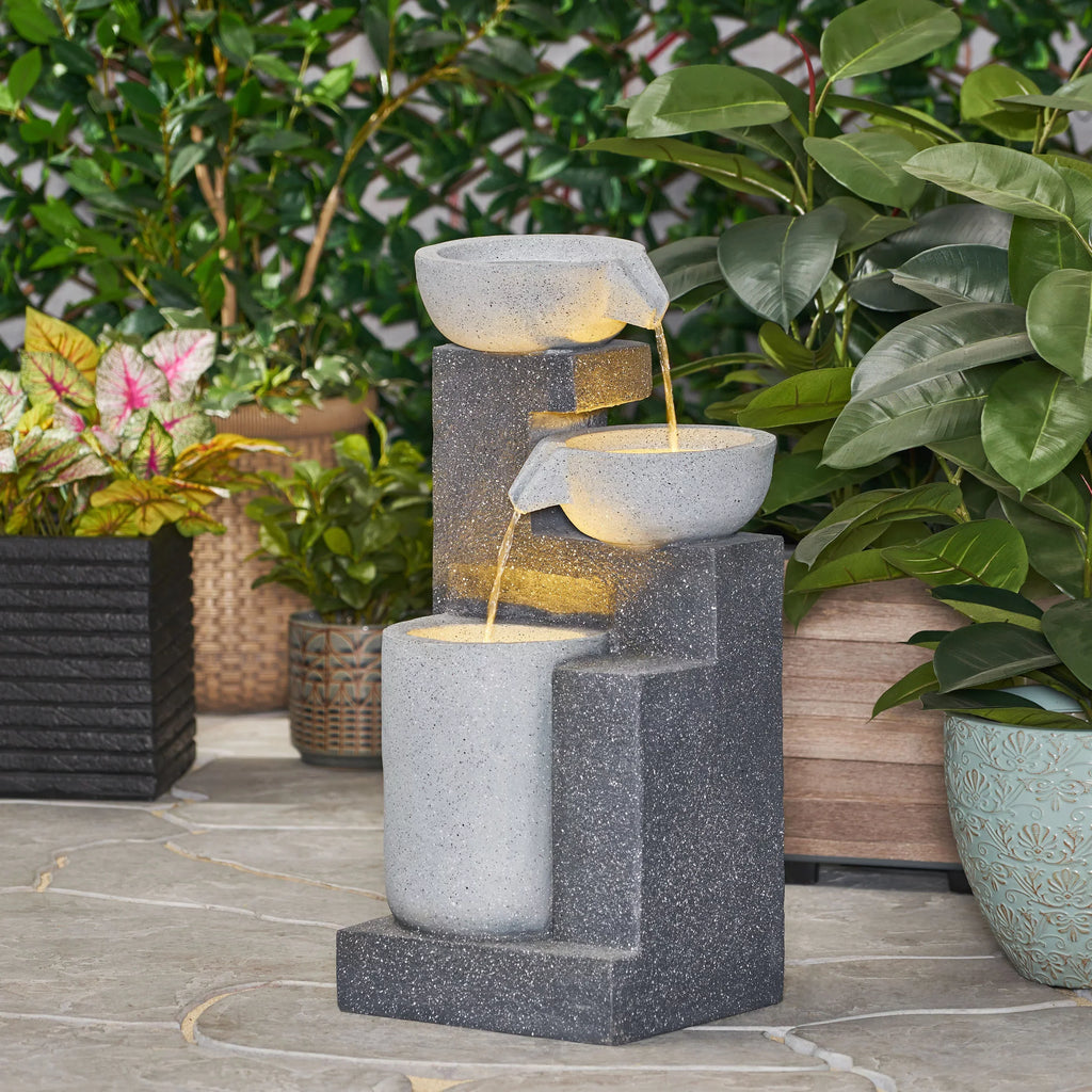 Colquitt exterior Tier 3 Multi-Gray Modern Fountain,