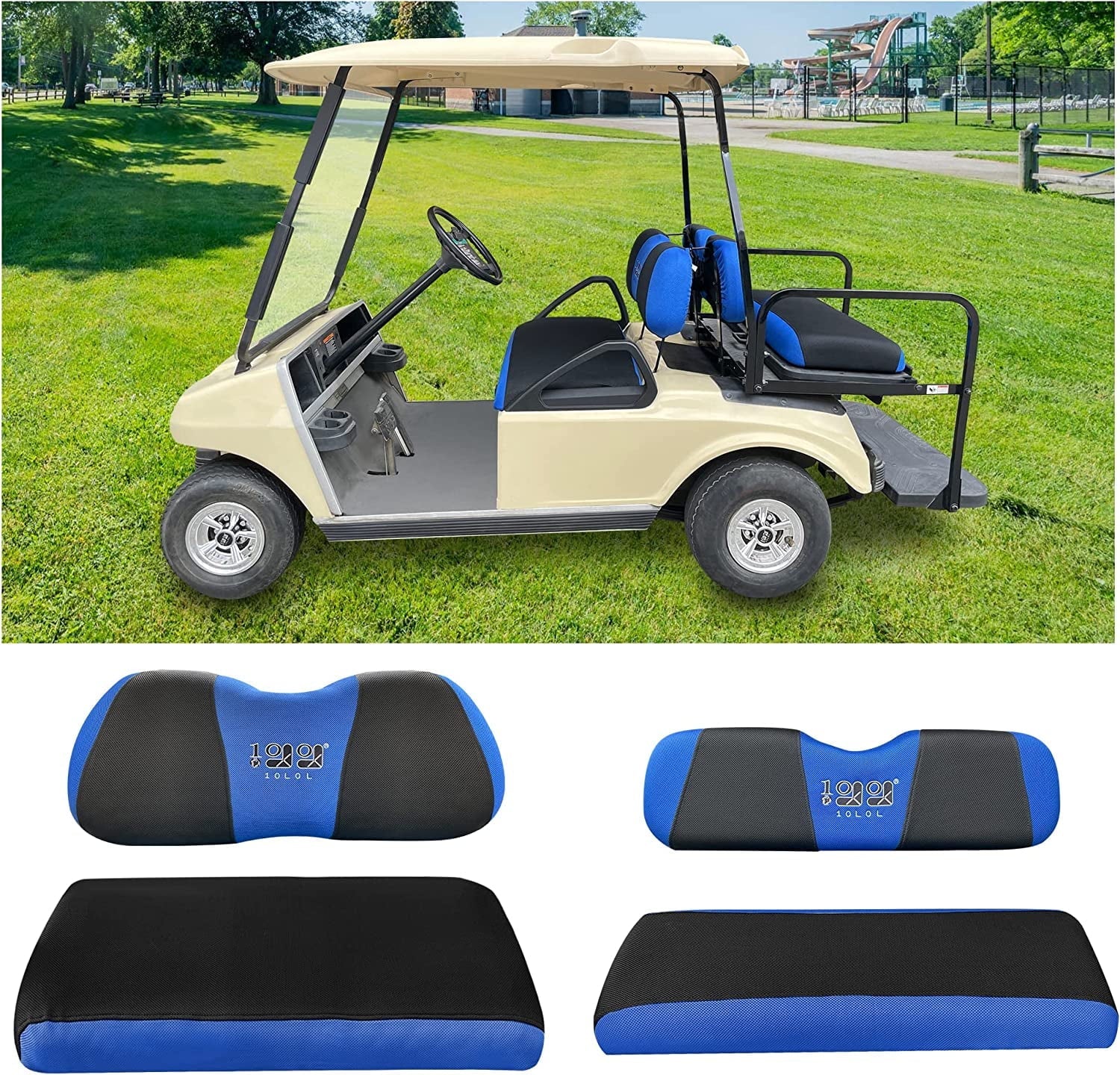 Club & DS 10L0L Black Cart Front TXT Set for Blue RXV Car Seat Golf 2000-up Cover EZGO Rear