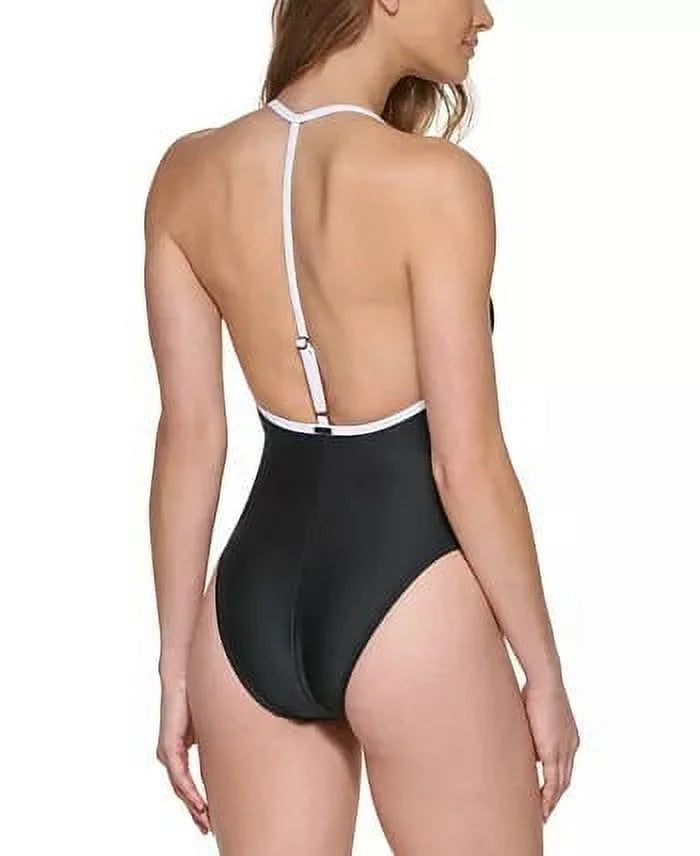 US One-Piece T-Back 2X-Large Swimsuit, BLACK DKNY