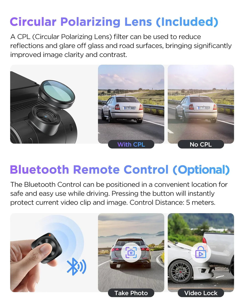 Dashcam VIOFO 2CH Front Camera 4K+2K 2 Car Pro GPS, with lb Rear 2 & STARVIS Dual IMX675 A229 IMX678