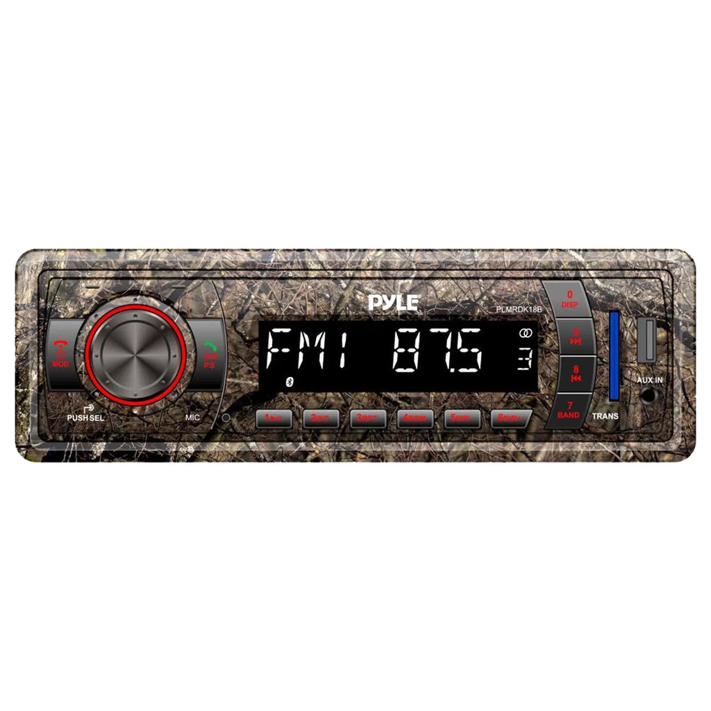MP3 DIN 4-Channel 6.5" Amplifier, 18-G Bluetooth Camo Ft Speakers, Elite Wire, Kit LED Camouflage Install Stereo Radio, Amp Pyle Marine Cover, USB Waterproof AUX Enrock Antenna, 50 Series AM/FM 6x