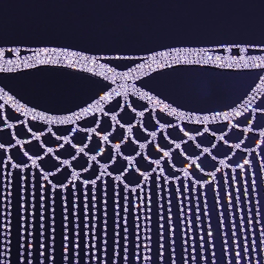 Masquerade Mask Rhinestone Mask Tassel Crystal for Mask Halloween Face Jewelry Women