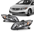Fits Coupe - Headlamps Honda 2012 2013 Pair Chrome Sedan 2014 12-13 2015 [Halogen Left+Right AKKON Civic Type] Headlights