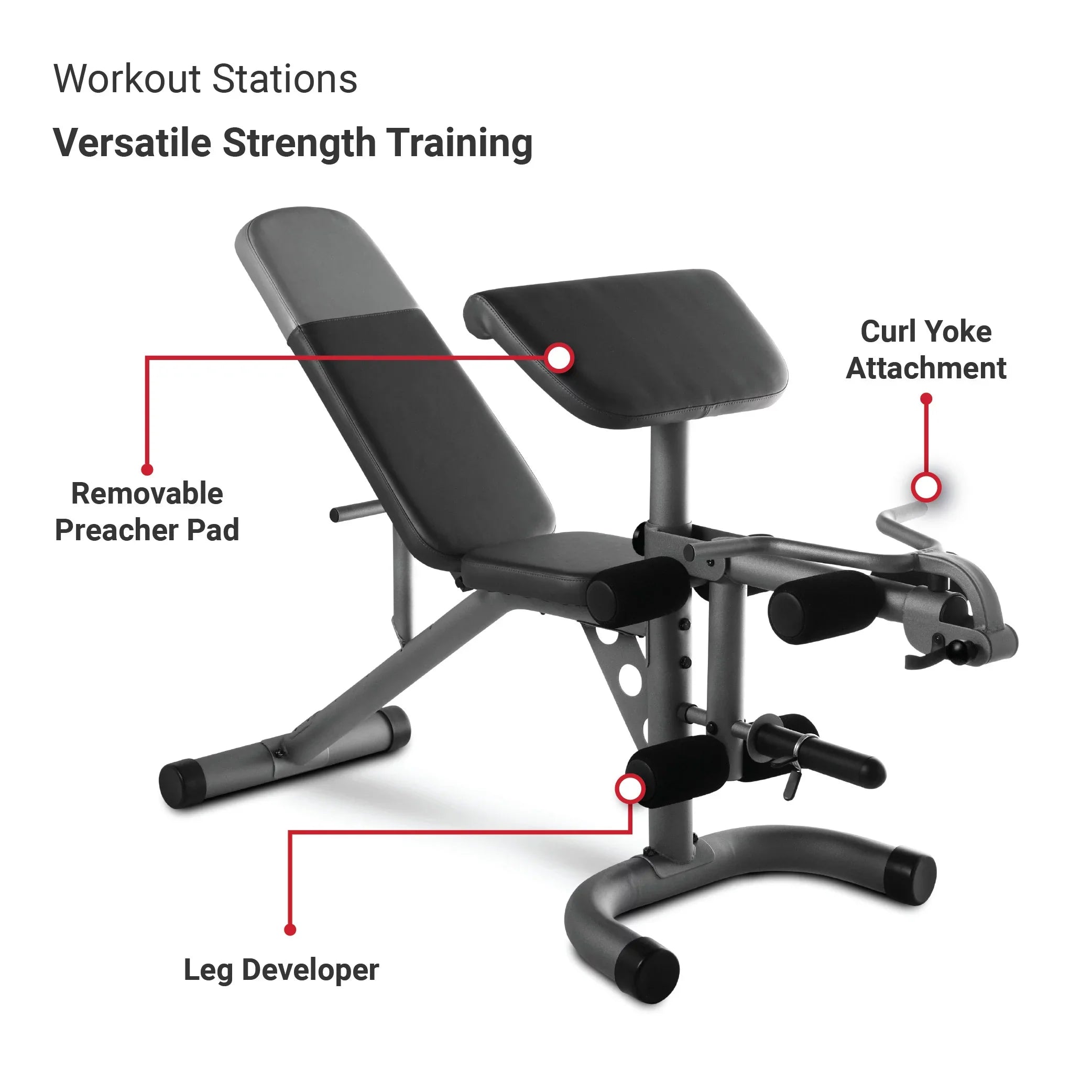 20 Bench Preacher Olympic Pad, Weight Lb. Weider Adjustable XRS with 610 Limit Removable