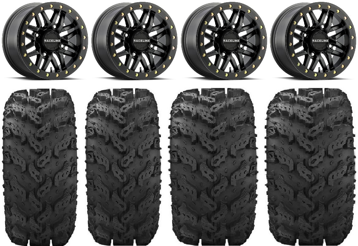 14" Bdlk Raceline Mule Ryno 27" Bk Tires Wheels FXT Pro Kawasaki Reptile