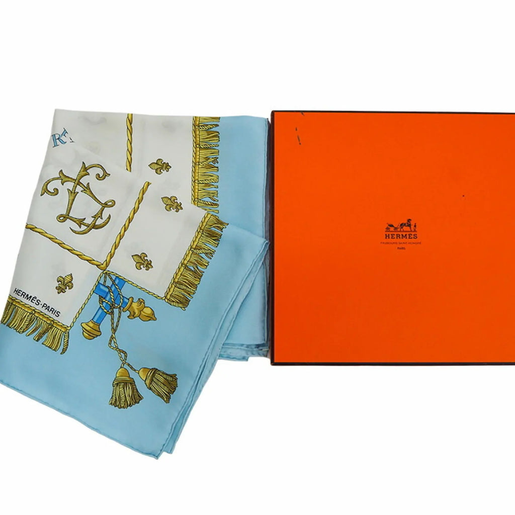 New) Light Blue (Like Hermes Silk Scarf Pre-Owned