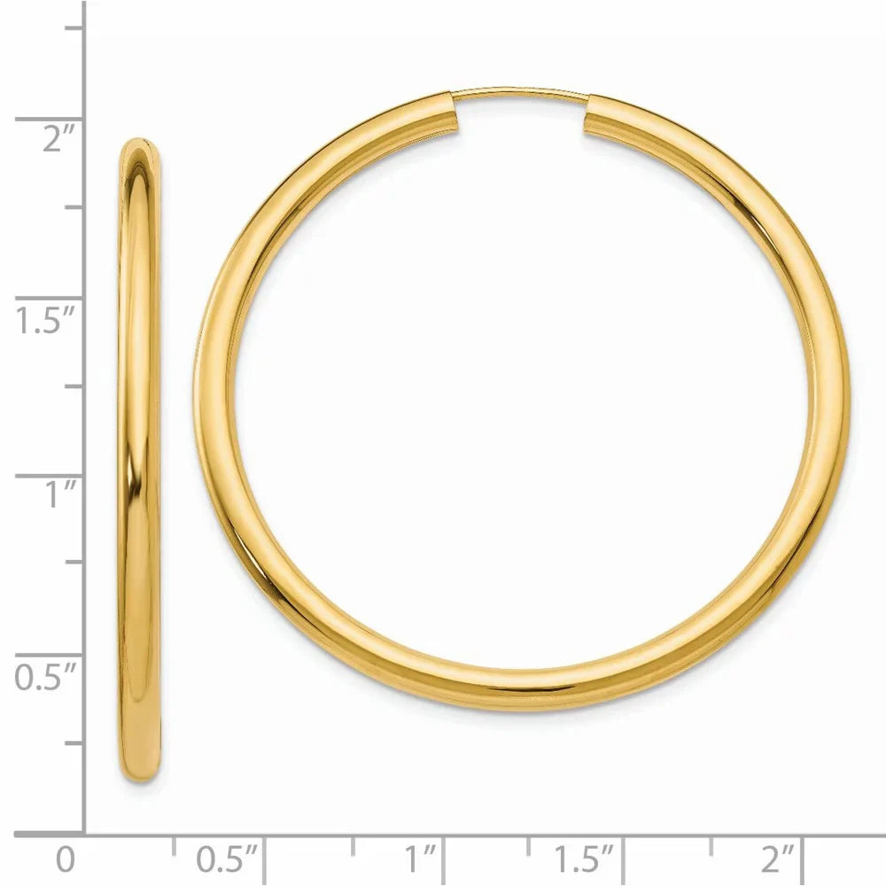 and Earrings; Real Men Yellow and Teens; 14kt Women Polished for Adults Gold Endless Hoop Tube for