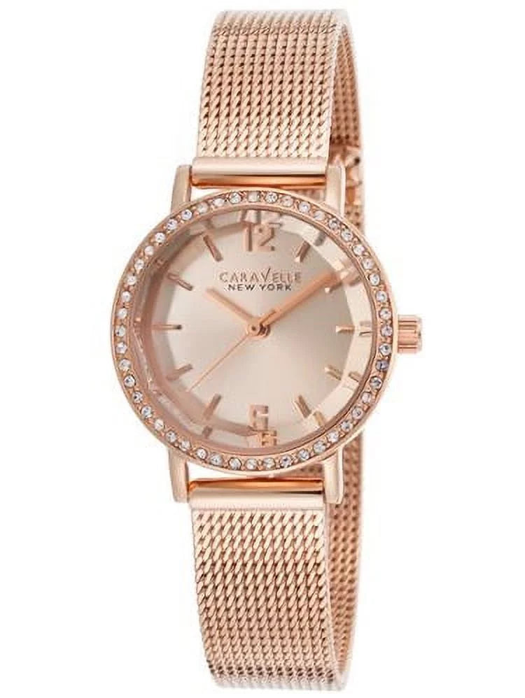 Dial Quartz Crystal Steel Caravelle And Movement: Rose-Tone Ny Women's Accents
