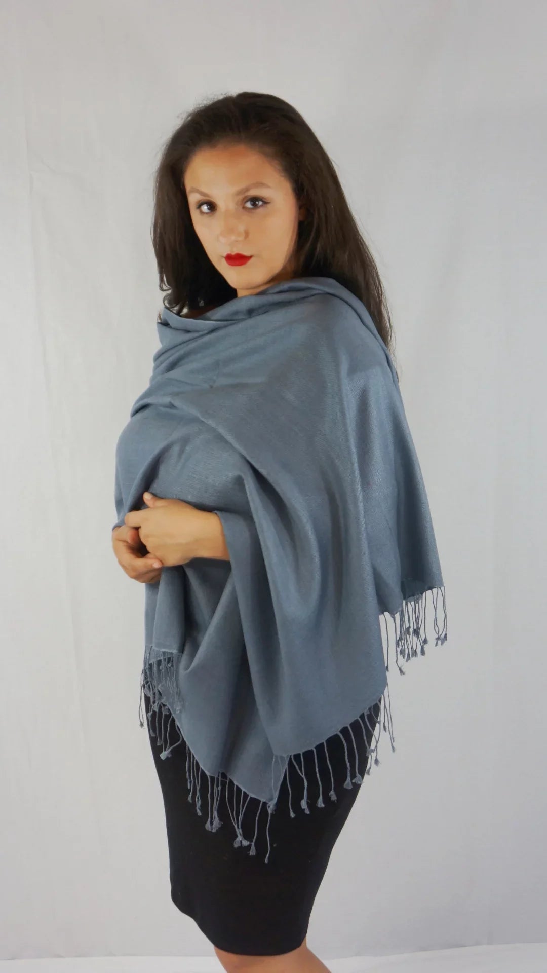 Shawl/Shawls/Scarf/Scarves/Wrap/Stole/Muffler/Cape/Ruana/Blanket/Throw/Pashmina Shawl/Cashmere Scarf/Wool/Silk (Slate Grey Shawl) Regular