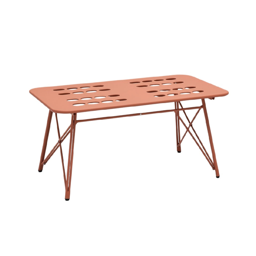 Stylish Lightweight Table with Cutout Design and Metal Frame