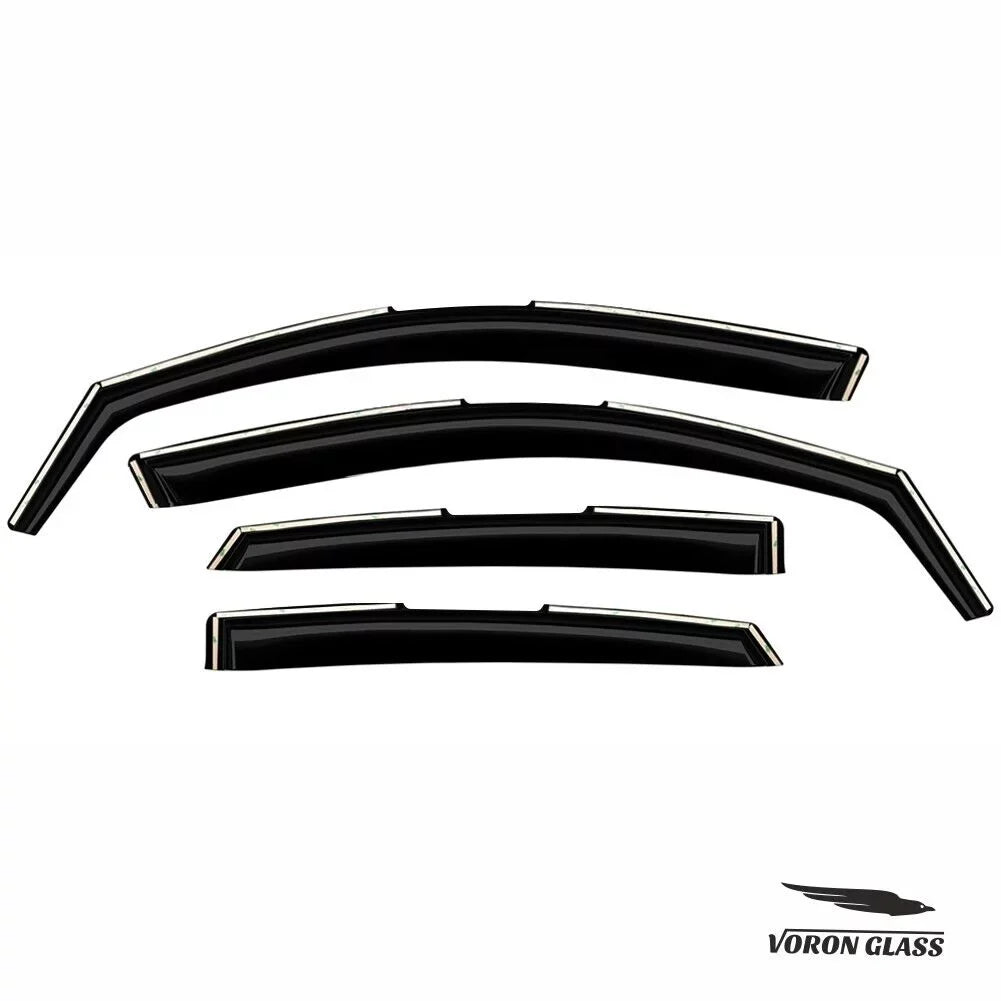 Honda Rain 2016-2021 200508 Window Guards Visors, Window Extra 4 for Voron Vent Civic Durable Deflectors, - Glass Sedan, in-Channel Pieces