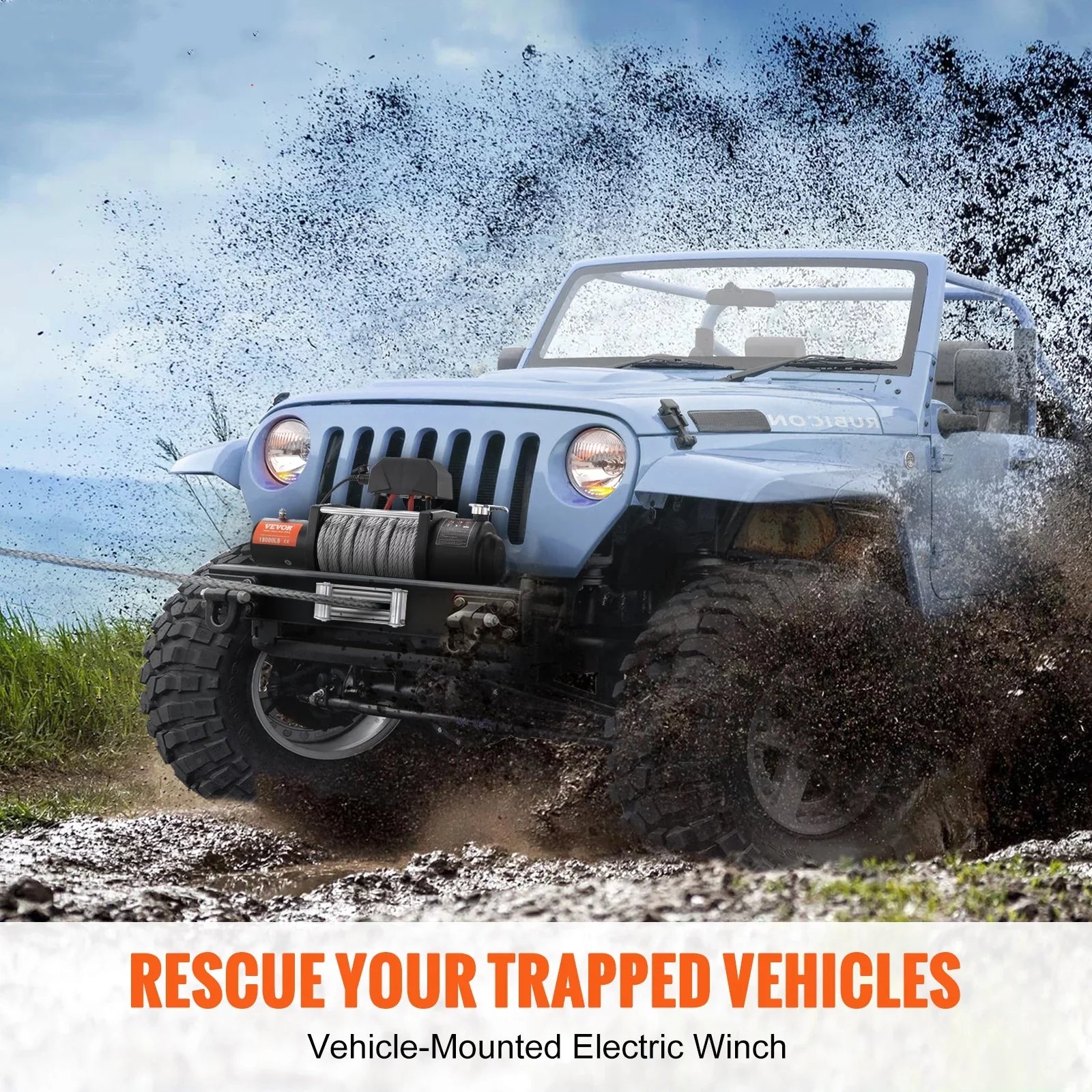 lb 12V Remote Capacity IP67 Winch, Steel BENTISM Electric Winch, Rope Handheld Winch 85ft Load Wireless ATV with 18,000