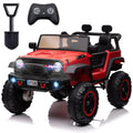 4 Switchable 20" Suspension, (Red) Extra Remote Control, Powerful On Wide Soft Seater 24V 4WD/2WD with Truck Electric Music, Engines, LED Light 2 Ride Brake, Seat, Car Kids Kids Vehicle with