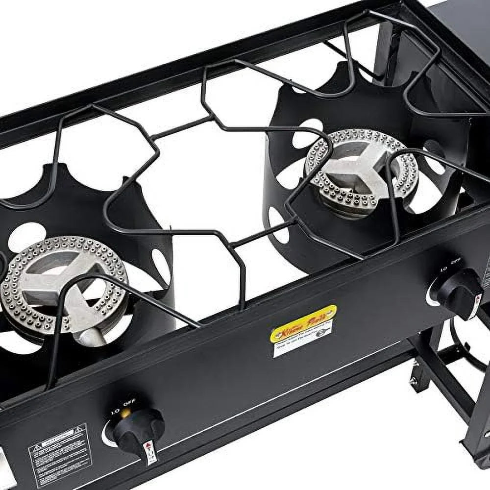 2 exterior BBQ Cook Double Picnic Stand Folding Burner Station Grill Propane Black Stove BTU, Camping 58,000 Cooking