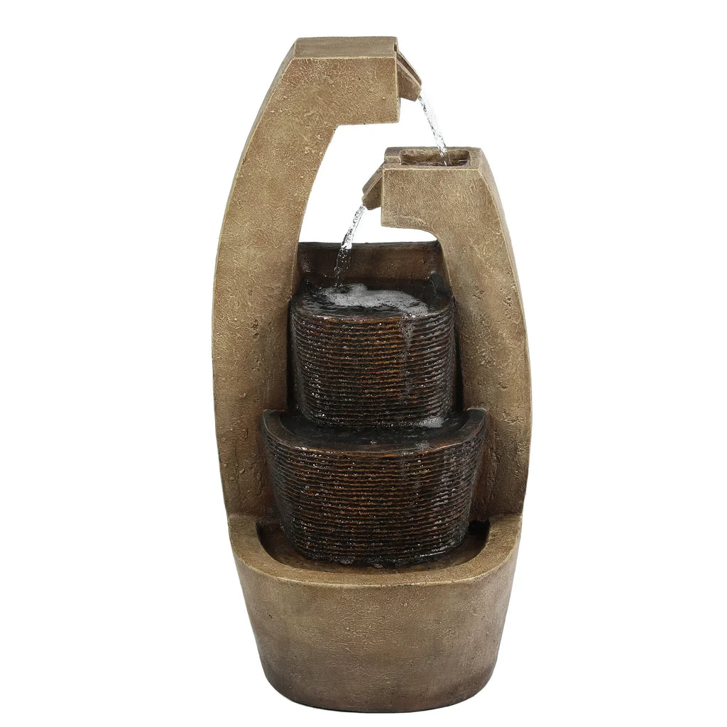 exterior Modern Fountain HomeStock Brown Cottage With Light Sculpture Cement Led Country