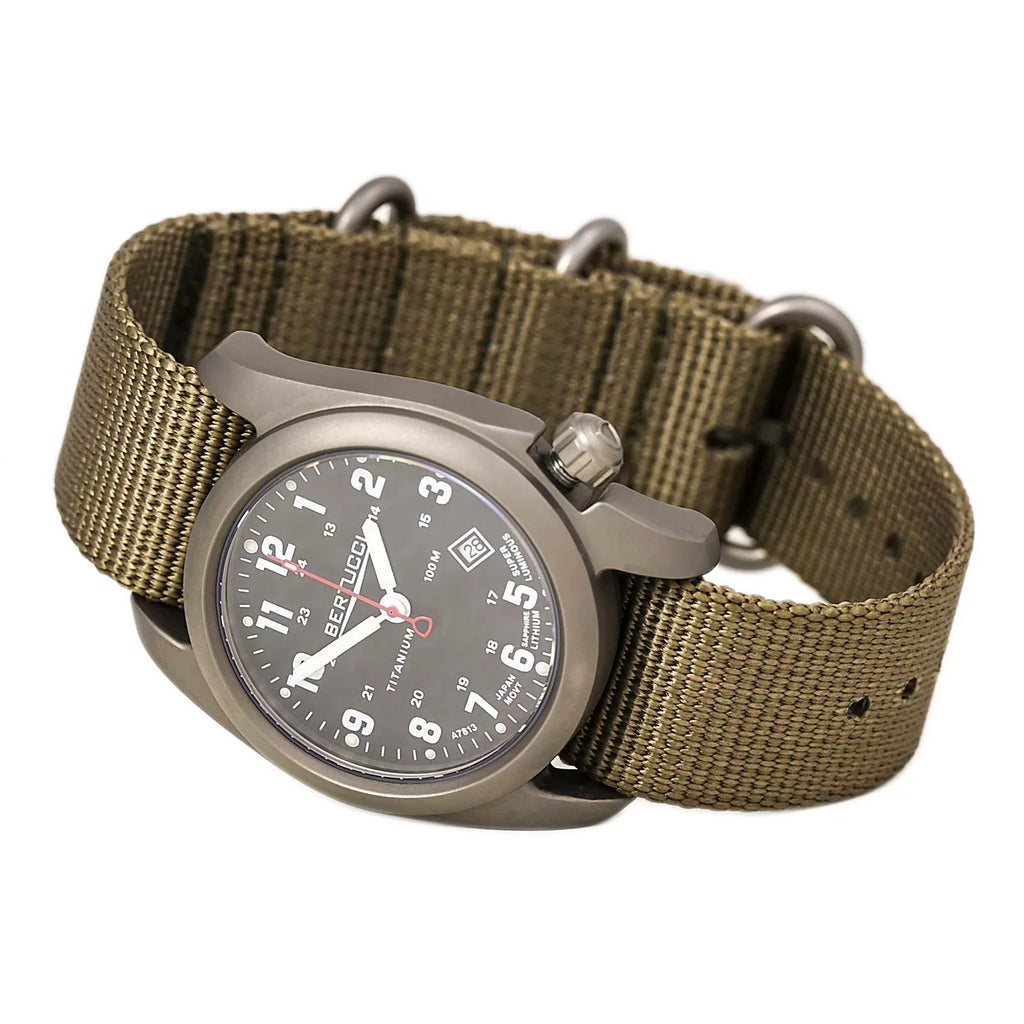 Original Titanium Beige Nylon Classic Strap Mens - - Dial Watch A-2T 12724 - Analog Black