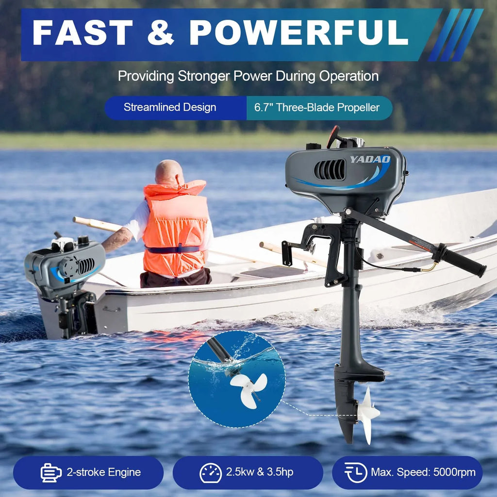 WUZSTAR 2 System Cooling Engine Outboard liquid 3.5HP Motor Boat Stroke W/CDI Fishing