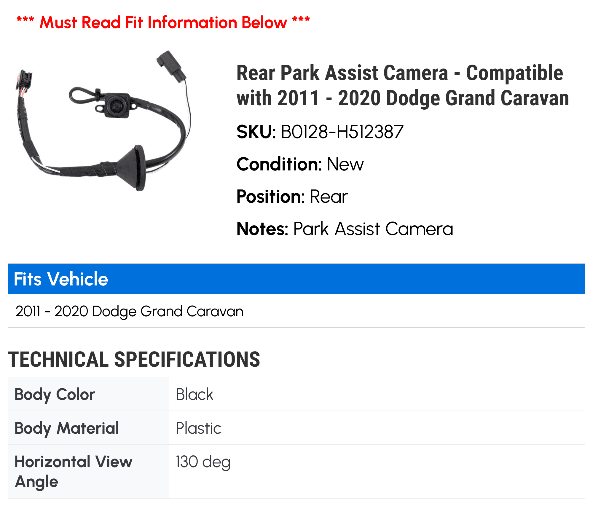 2017 Compatible Assist 2020 Grand 2012 2016 2013 - Dodge Camera 2015 with Rear Park - 2019 2011 2014 Caravan 2018