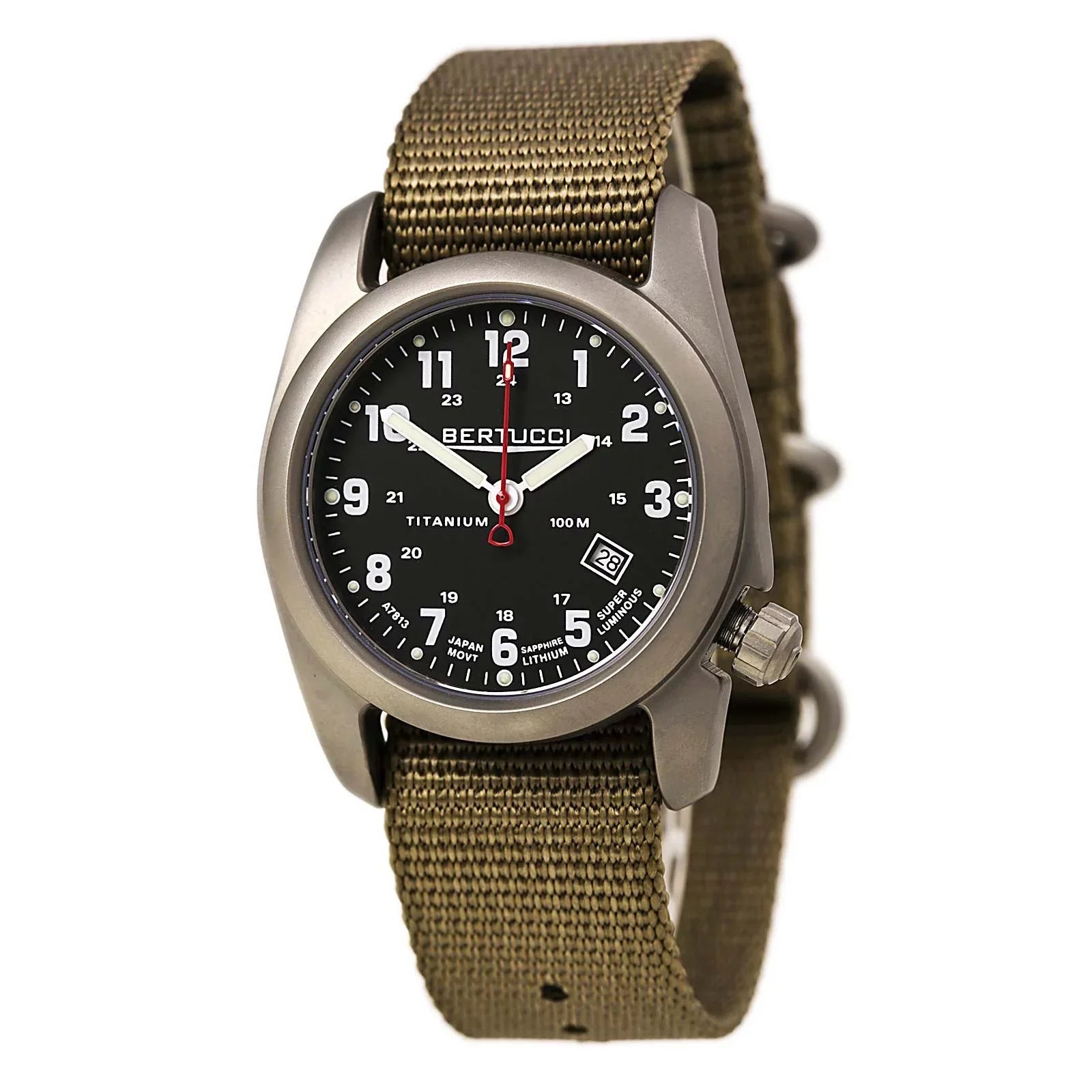 Original Titanium Beige Nylon Classic Strap Mens - - Dial Watch A-2T 12724 - Analog Black
