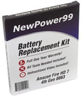 4th and Instructions, Generation Fire Full Year Video Battery Battery One with Warranty Replacement Tools, Life 7" HD 0063 Kit Amazon Extended