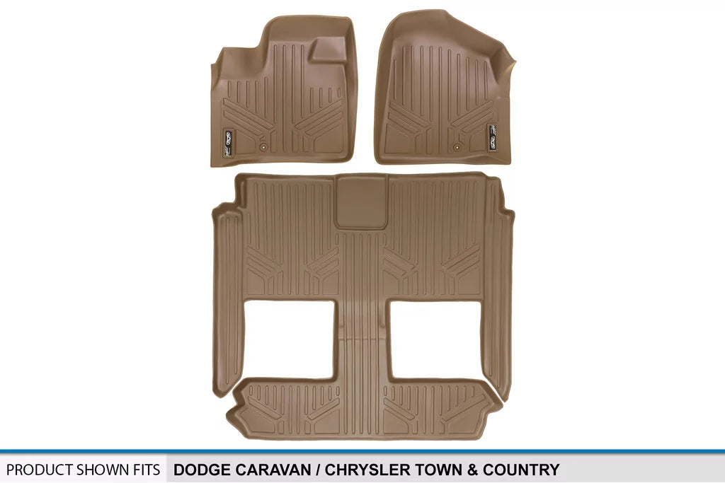 Mats Caravan Liner Floor Rows Smartliner 1st/2nd Tan Grand for Dodge 2008-2020