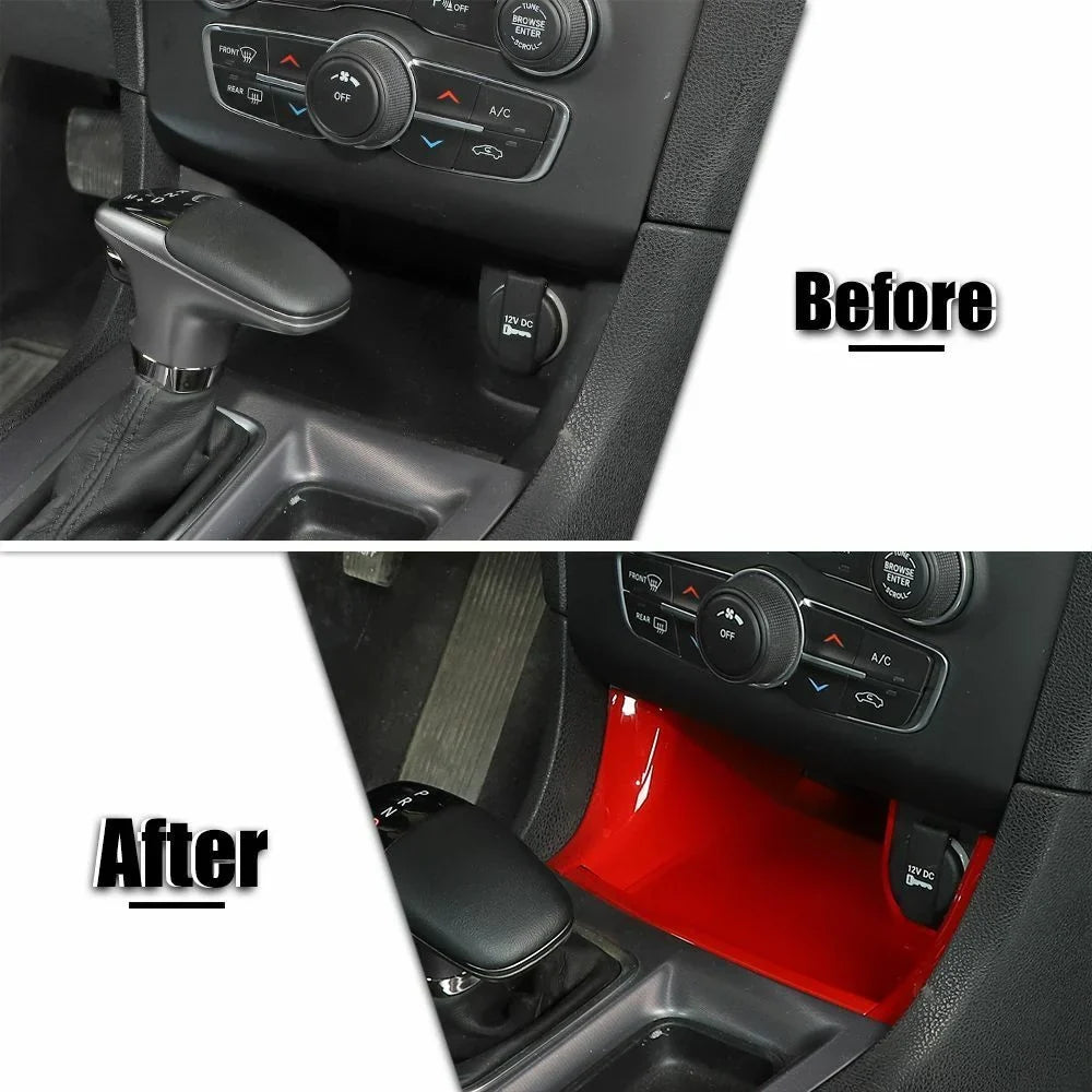 Teledu Red Center Shift Storage Gear Trim Panel ABS Console