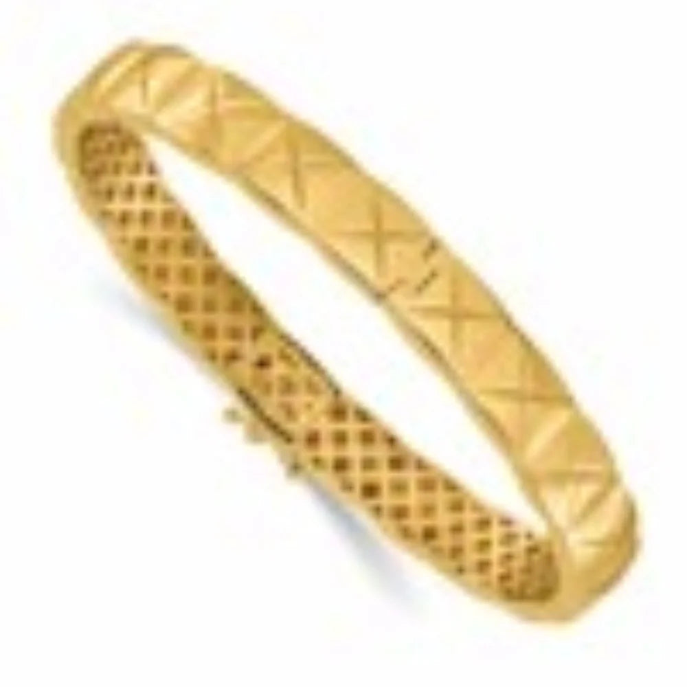 Bangle X Men 14k Gold 8mm Polished Pattern Yellow for Hinged Auriga