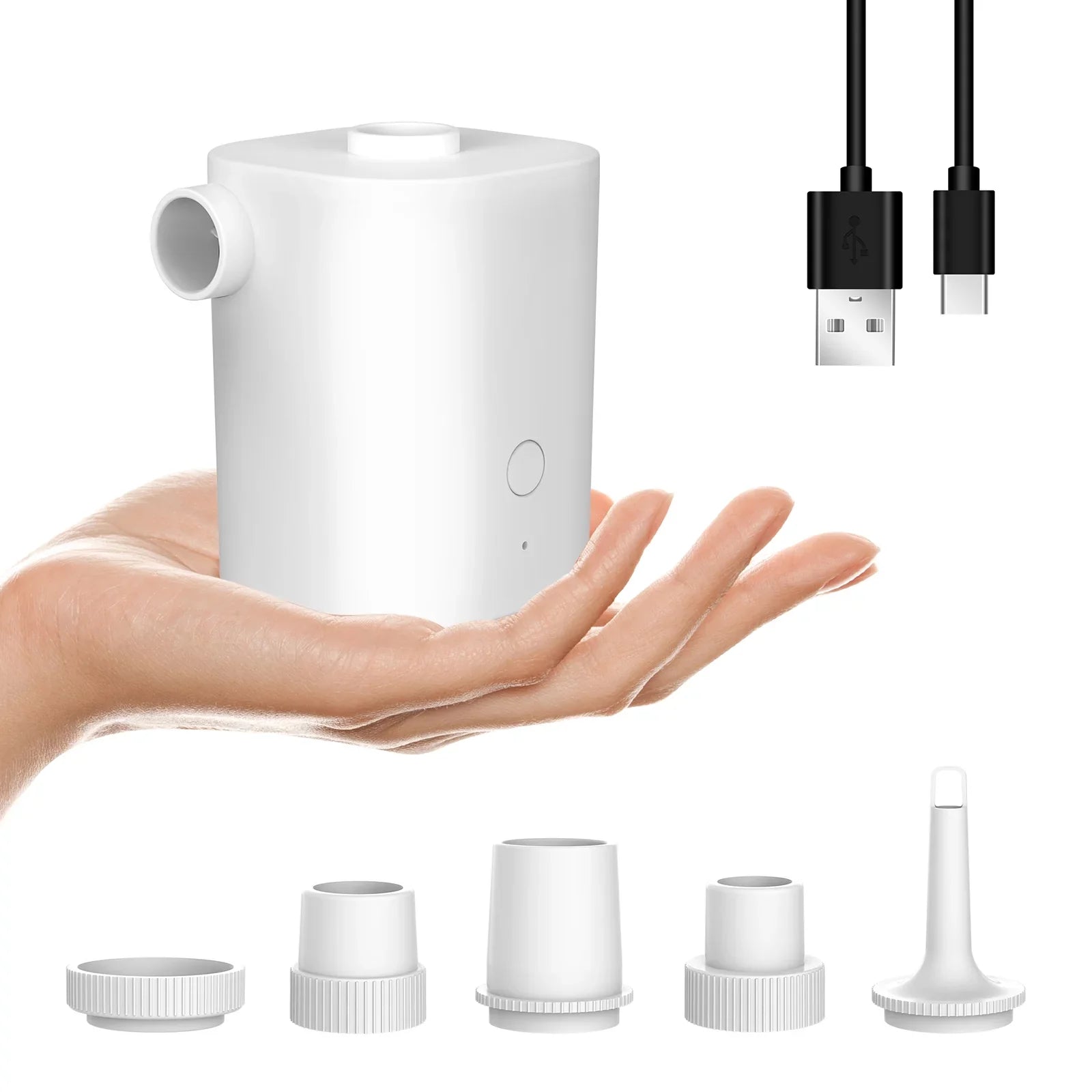 Pump 5 with Inflatables Air Electric Mattress Air USB Deflator Pool Swimming Pump Pumps for Nozzles Ring Inflator Air Toy Bed Air with 2500mAh Battery Quick
