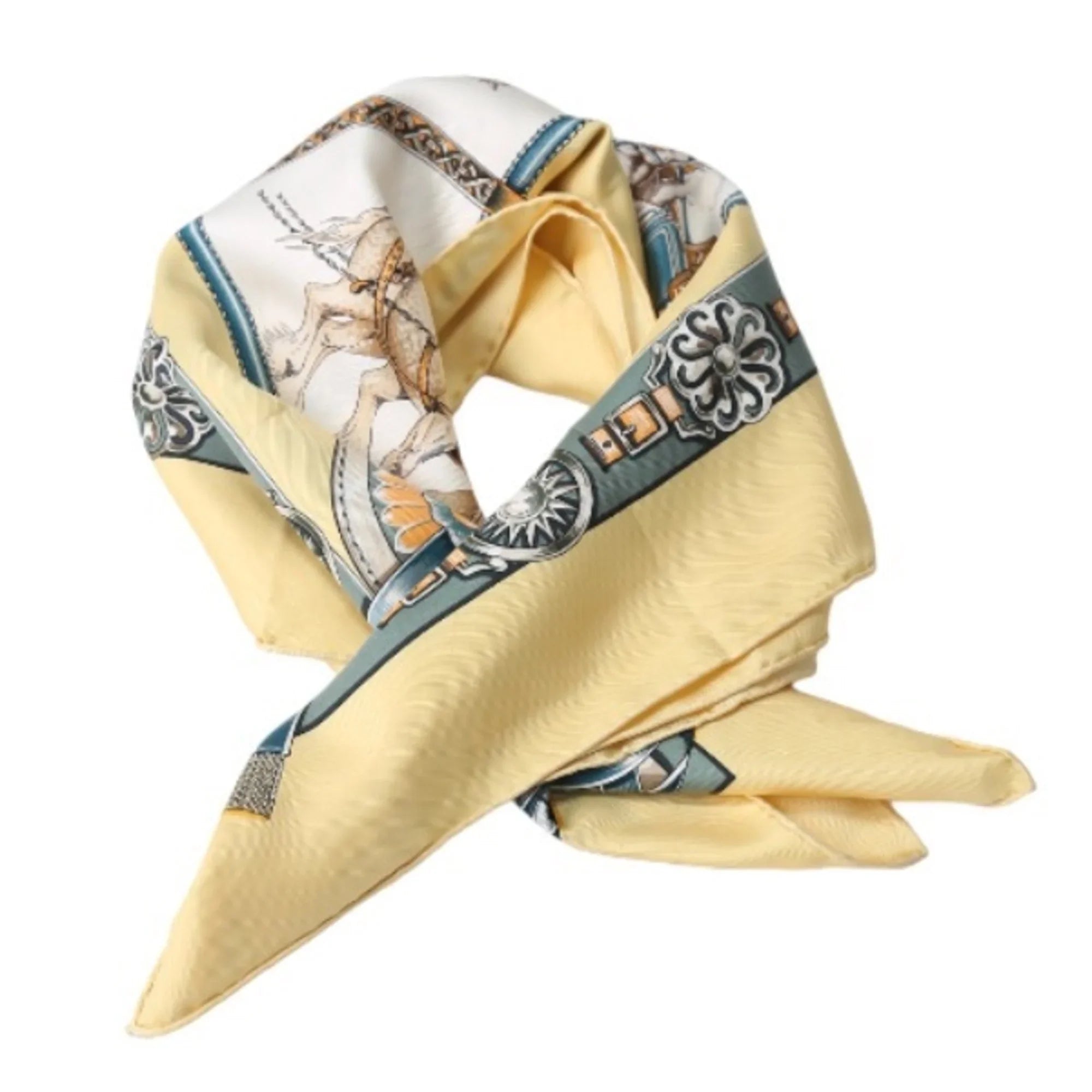 Yellow 100% Silk HERMES Hermes Taima Scarf Pre-Owned Kare90 (Fair)