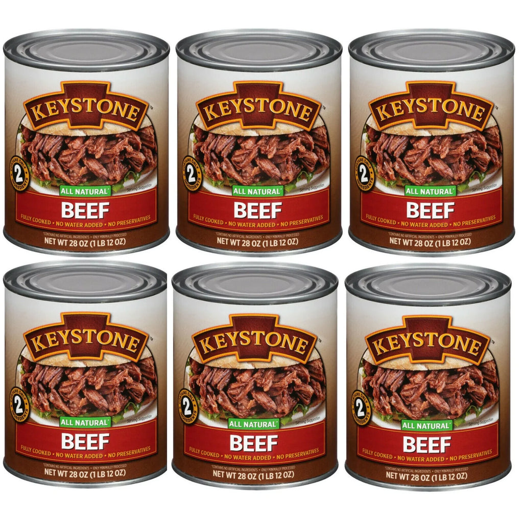 Long Cans Keystone Food Life Meats 28 Natural Canned Shelf Ounce ✅ Camping Beef All Emergency ✅ (6 Pack)